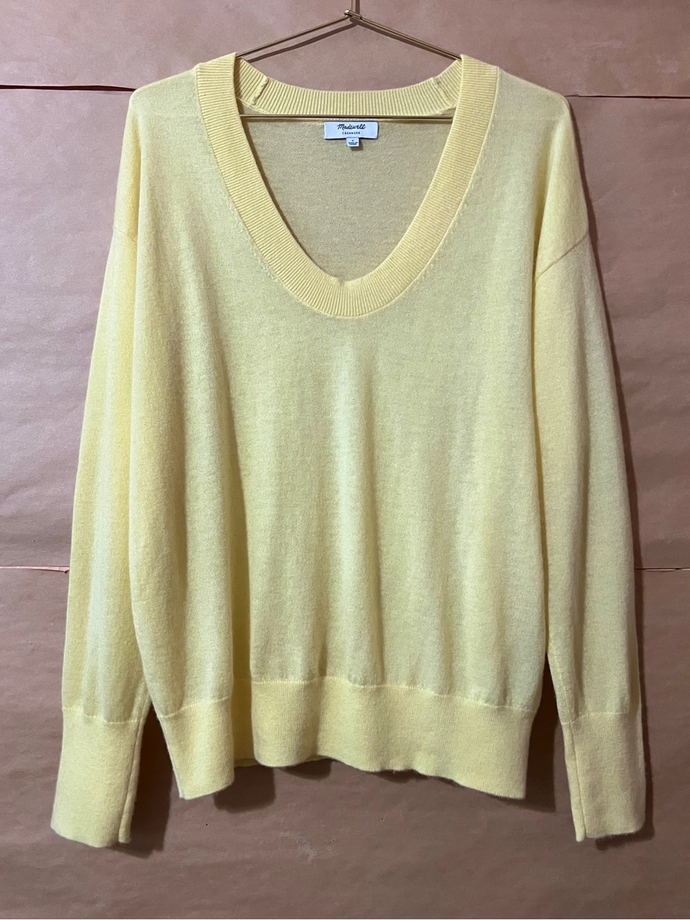 Madewell | Cashmere U-Neck Pullover Sweater Iced Lemon Yellow Size S